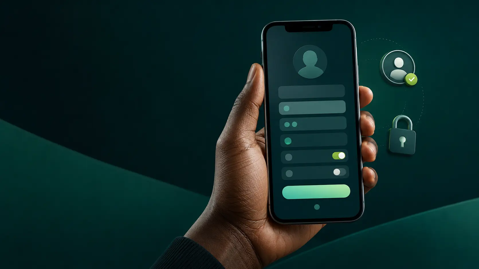 Smartphone with an abstract secure registration form